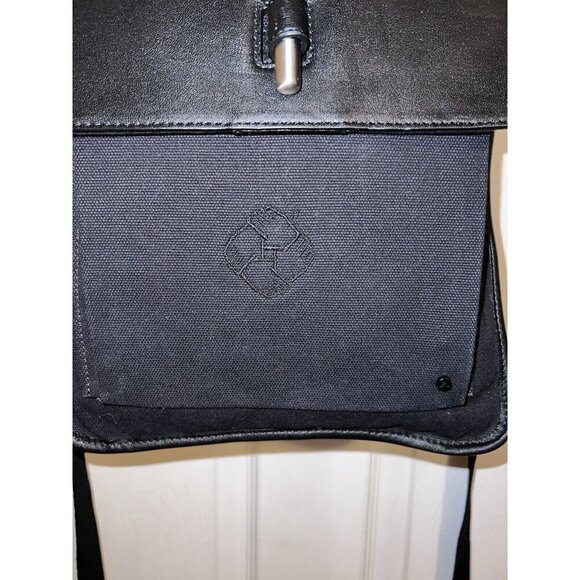 STATE Black Leather Canvas Backpack Bookbag - Picture 4 of 16